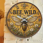 Wild Bee Rustic Farmhouse Große Wanduhr