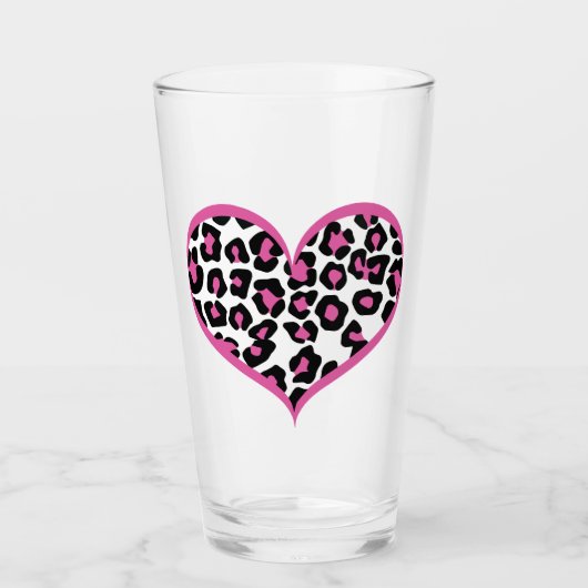 Wild bei Heart Leopard Print Glas (Vorderseite)