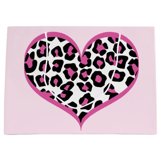 Wild bei Heart Leopard Print Große Geschenktüte (Vorderseite)