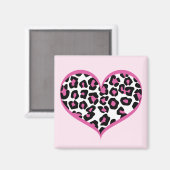Wild bei Heart Leopard Print Magnet (Vorderseite/Rückseite)