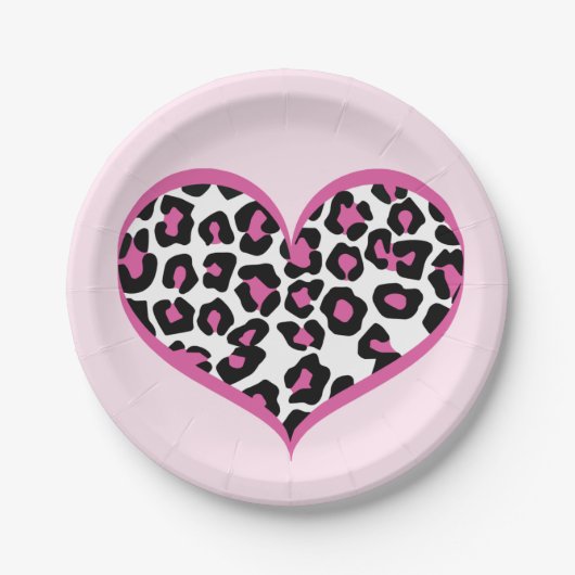 Wild bei Heart Leopard Print Pappteller (Vorderseite)