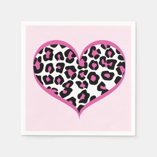 Wild bei Heart Leopard Print Serviette (Vorderseite)