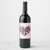 Wild bei Heart Leopard Print Weinetikett (Vorderseite)