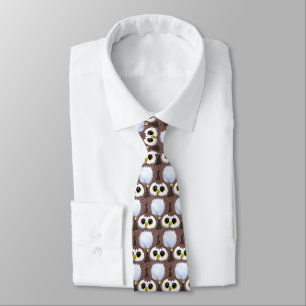 Wild Beige Baby Owl Pattern Neck Tie Krawatte