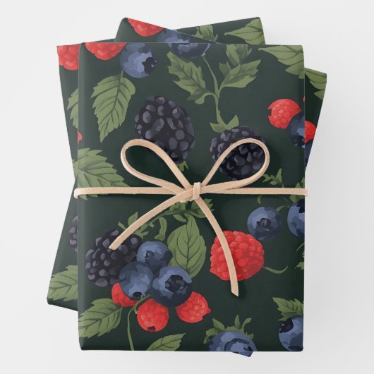 Wild Berries Muster Geschenkpapier | Brombeere, Set (Beispiel)
