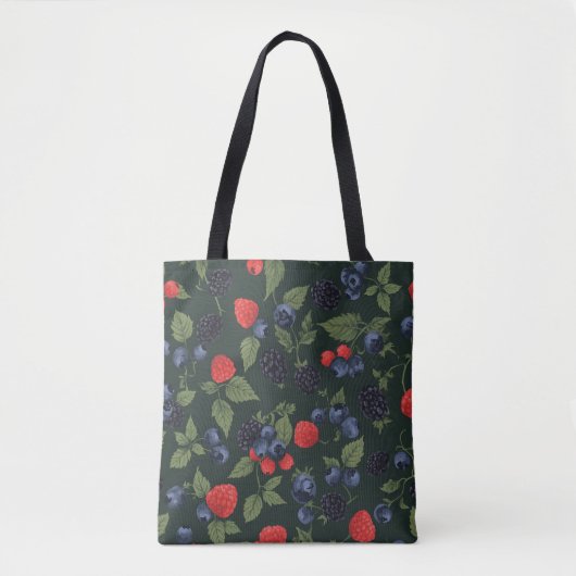 Wild Berries Pattern Schulter-Tote-Tasche | Blackb Tasche (Vorderseite)