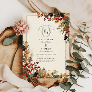 Wild Berry Rustic Garden Wedding Einladung