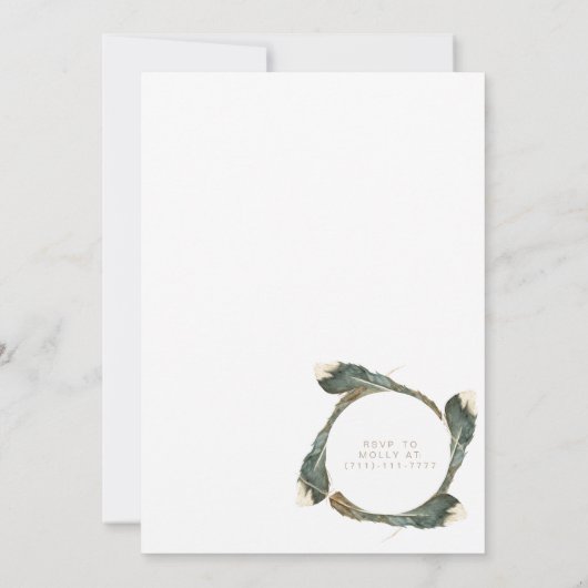 Wild Birthday Bash | Feather Watercolor Circle Einladung (Rückseite)