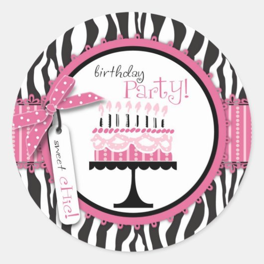 Wild Birthday Cake Sticker Pink (Vorderseite)