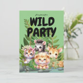 Wild Birthday Party 2-seitige Einladungen (Stehend Vorderseite)