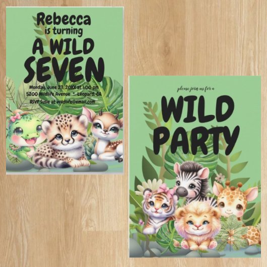 Wild Birthday Party 2-seitige Einladungen