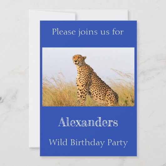 Wild Birthday Party Cheetah personalisiert Einladung (Vorderseite)
