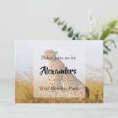 Wild Birthday Party Cheetah personalisiert Einladung (Stehend Vorderseite)