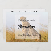 Wild Birthday Party Cheetah personalisiert Einladung (Vorne/Hinten)