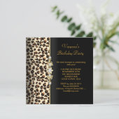 Wild Birthday Party Gold Black Animal Einladung (Stehend Vorderseite)