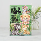 Wild Birthday Party Safari Jungle Einladung (Stehend Vorderseite)