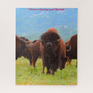 Wild Bison Oklahoma. Weihnachtsgrüße Puzzle