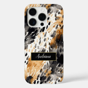 Wild Black Cream Leopard Animal Print iPhone 16 Pro Hülle