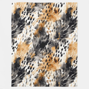 Wild Black Cream Leopard Animal Print Fleecedecke