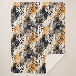 Wild Black Cream Leopard Animal Print Sherpadecke