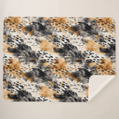 Wild Black Cream Leopard Animal Print Sherpadecke (Vorderseite (Horizontal))
