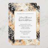 Wild Black Cream Leopard Animal Wedding Einladung (Vorne/Hinten)