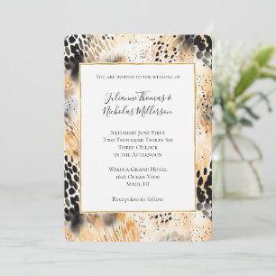 Wild Black Cream Leopard Animal Wedding Einladung