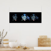 Wild Black Jaguar Cat Eyes Blue Tones Poster (Küche)