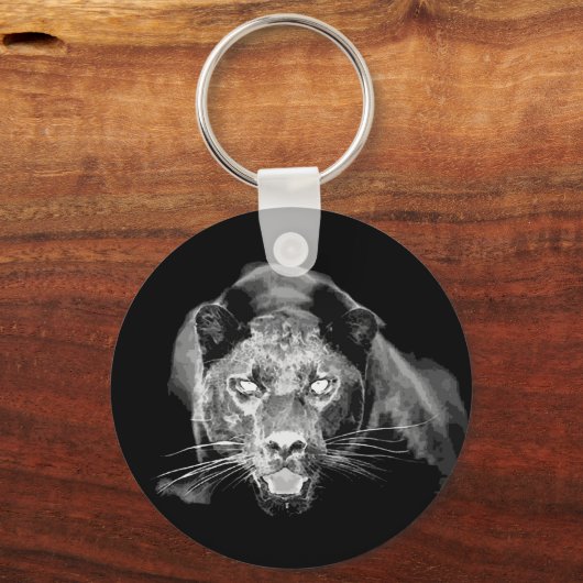 Wild Black Jaguar Cat Roars Schlüsselanhänger (Vorderseite)