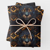Wild Black Panther Cat Geschenkpapier Set (Beispiel)
