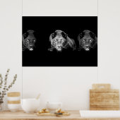 Wild Black Panther Jaguar Cat Eyes Black & White Poster (Küche)