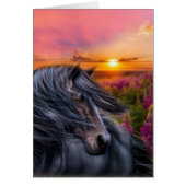 Wild Black Stallion Mustang Horse Fantasy Card (Vorne)