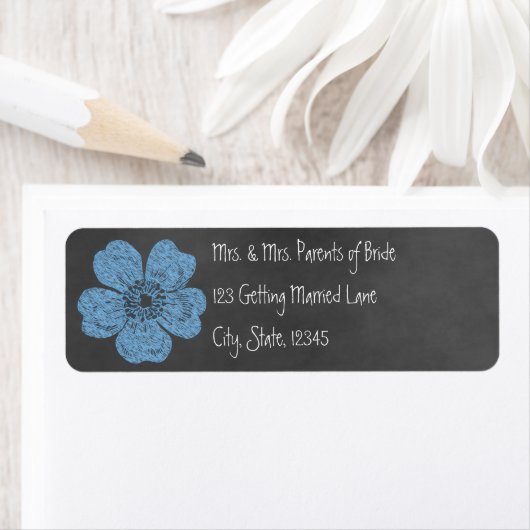 Wild blaue Rose - Chalkboard Avery Label (Insitu)