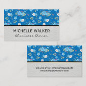 Wild blaue weiße Blume Visitenkarte (Vorne/Hinten)