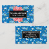 Wild blaue weiße Blume Visitenkarte (Vorne/Hinten)