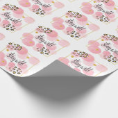 Wild bleibe, Leopardendruck, rosa Kreise Geschenkpapier (Ecke)