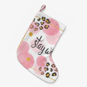 Wild bleibe, Leopardendruck, rosa Kreise Kleiner Weihnachtsstrumpf (Vorderansicht (hängend))