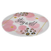 Wild bleibe, Leopardendruck, rosa Kreise Schneidebrett (Ecke)