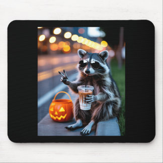 Wild bleiben Waschbär trinkt eisgekühlten Kaffee H Mousepad