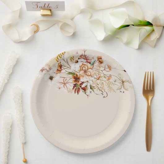 Wild Bloom Floral Bouquet Wassercolor Pappteller (Hochzeit)