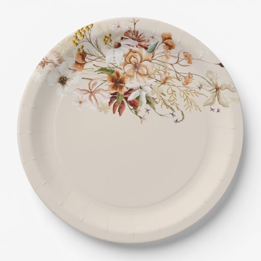 Wild Bloom Floral Bouquet Wassercolor Pappteller (Vorderseite)