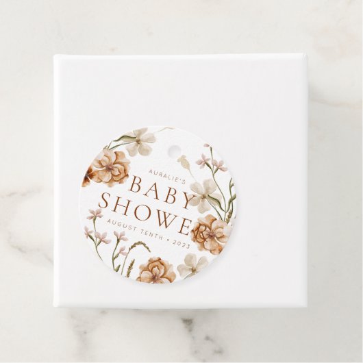 Wild Bloom Rustic Floral Baby Dusche Geschenkanhänger (Beispiel)