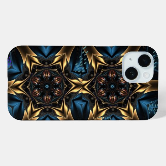 Wild Blue Gold Gears Case-Mate iPhone Hülle (Rückseite (Horizontal))