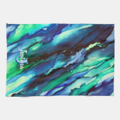 Wild Blue Oceanscape Alcohol Ink Geschirrtuch (Horizontal)