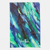 Wild Blue Oceanscape Alcohol Ink Geschirrtuch (Vertikal)