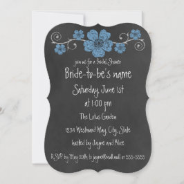Wild Blue Rose Chalkboard Bridal Einladung
