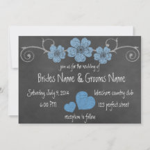 Wild Blue Rose Chalkboard Hochzeit Einladung
