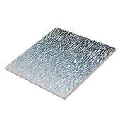 Wild Blue Zebra Print Ombre Fliese (Seite)