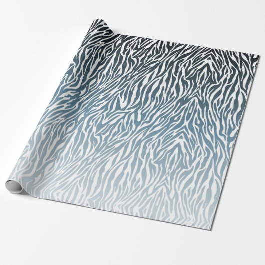 Wild Blue Zebra Print Ombre Geschenkpapier (Ungerollt)