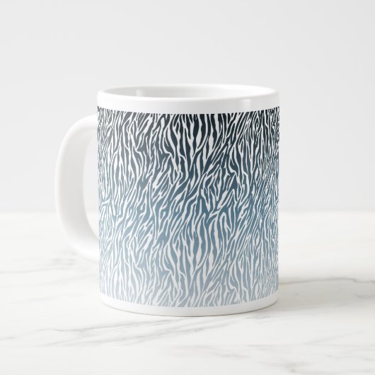 Wild Blue Zebra Print Ombre Jumbo-Tasse (Vorderseite Links)